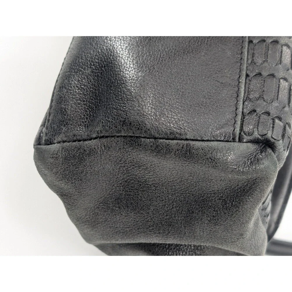 Elliot Lucca Black Woven Braided Leather Shoulder Bag Satchel Crossbody Handbag